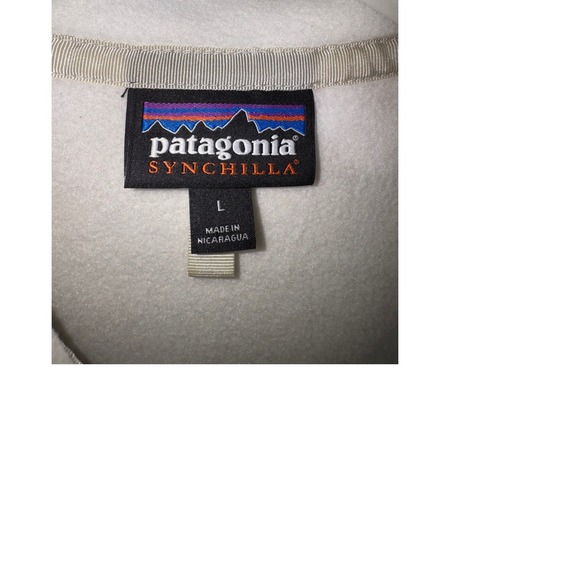 Patagonia Synchilla Fleece Pullover Women Size L Beige Cream Snap Neck - Picture 2 of 3